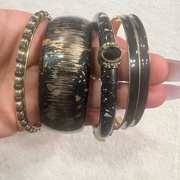Mint Black and Gold Bangle Set - Picture 3 of 4